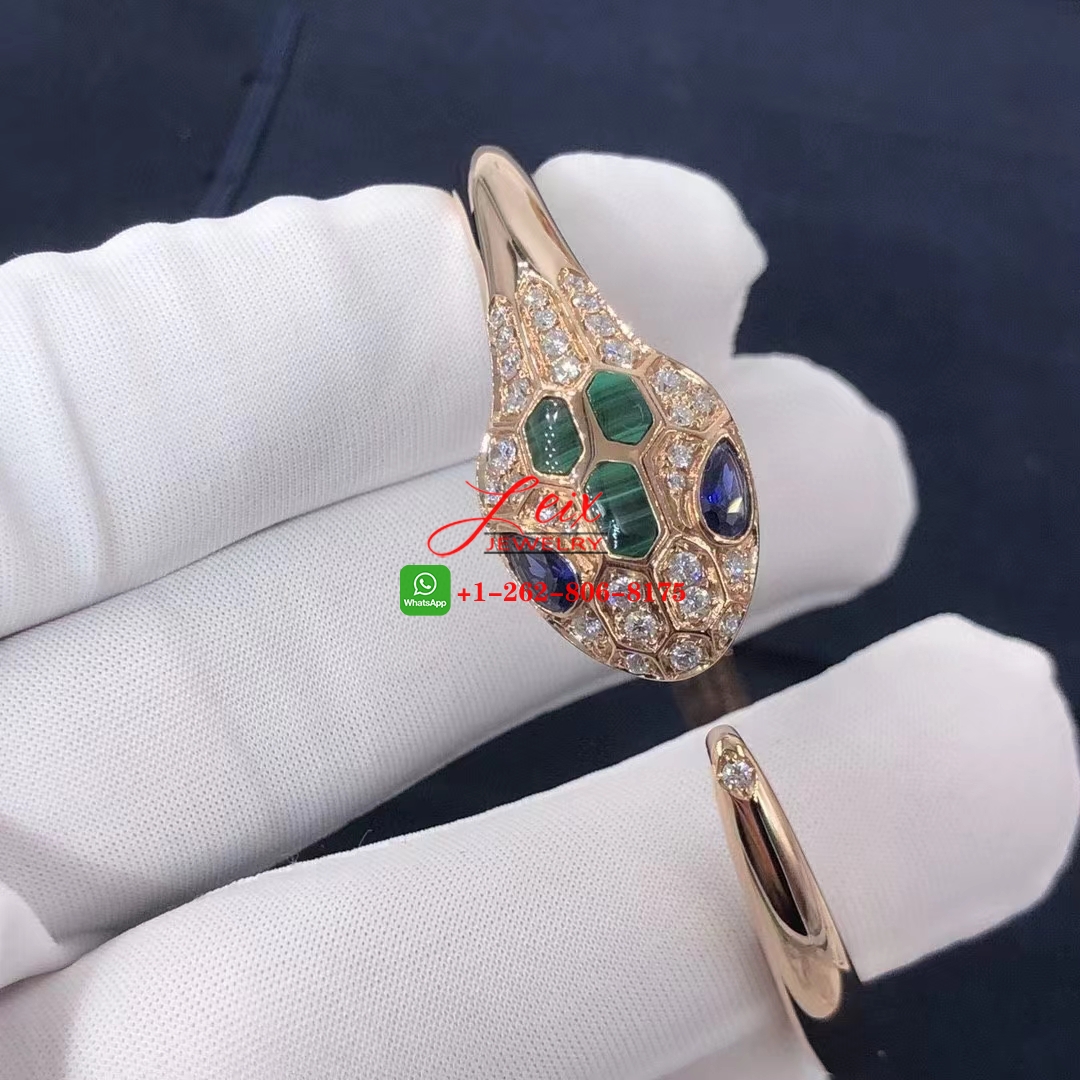 Bvlgari Serpenti 18k Rose Gold Blue Sapphire, Malachite & Pave Diamond Bracelet (2) Bvlgari Serpenti 18k Rose Gold Blue Sapphire, Malachite & Pave Diamond Bracelet