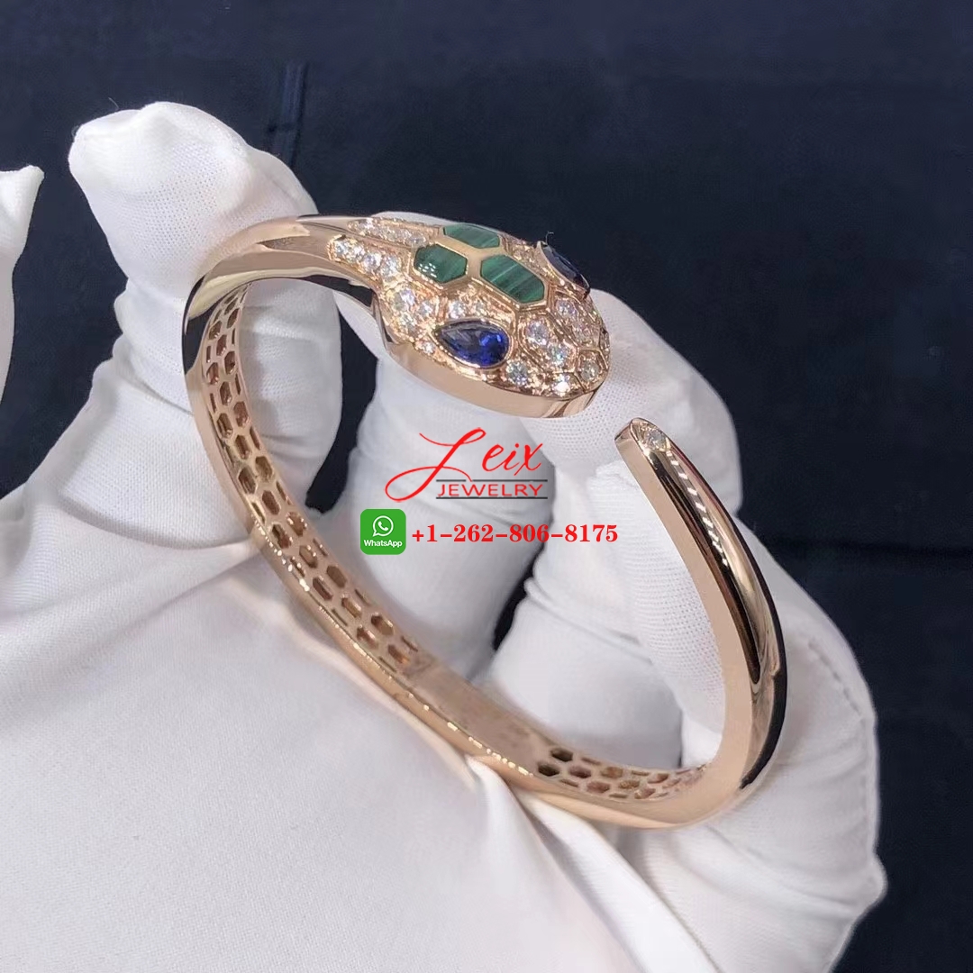 Bvlgari Serpenti 18k Rose Gold Blue Sapphire, Malachite & Pave Diamond Bracelet (3) Bvlgari Serpenti 18k Rose Gold Blue Sapphire, Malachite & Pave Diamond Bracelet