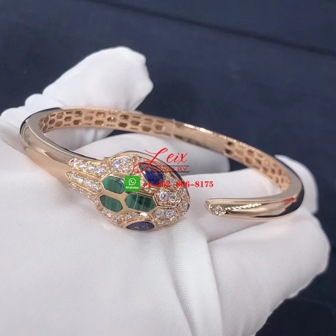 Bvlgari Serpenti 18k Rose Gold Blue Sapphire, Malachite & Pave Diamond Bracelet Bvlgari Serpenti 18k Rose Gold Blue Sapphire, Malachite & Pave Diamond Bracelet