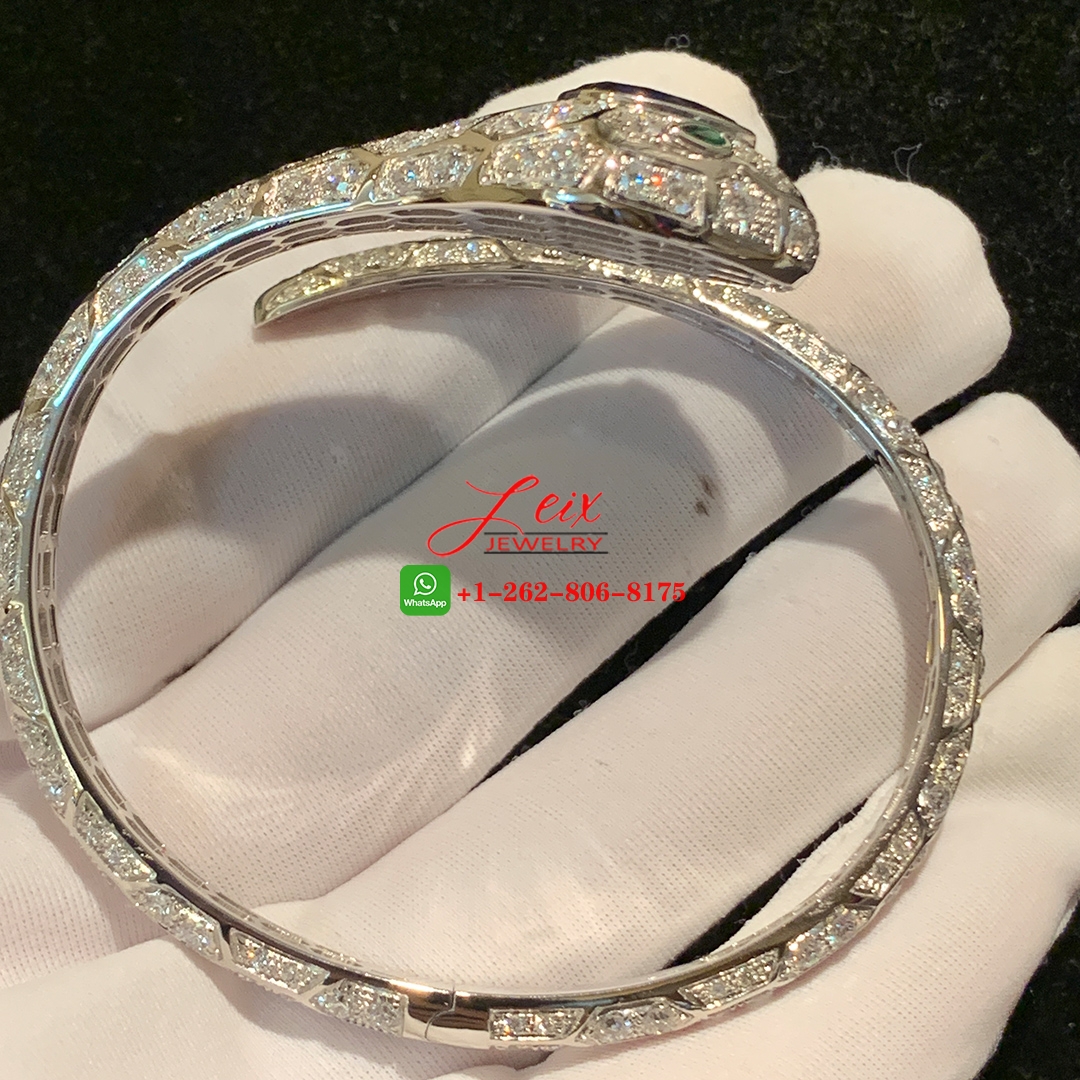 Bvlgari Serpenti 18k White Gold Pave Diamond & Blue Sapphire High Jewelry Bracelet (3) Bvlgari Serpenti 18k White Gold Pave Diamond & Blue Sapphire High Jewelry Bracelet