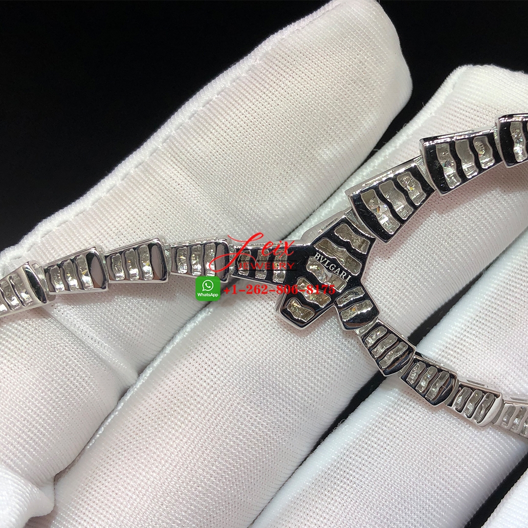 Bvlgari Serpenti Vipver 18k White Gold Full Pave Diamond 8.21ct Snake Necklace (2) Bvlgari Serpenti Vipver 18k White Gold Full Pave Diamond 8.21ct Snake Necklace