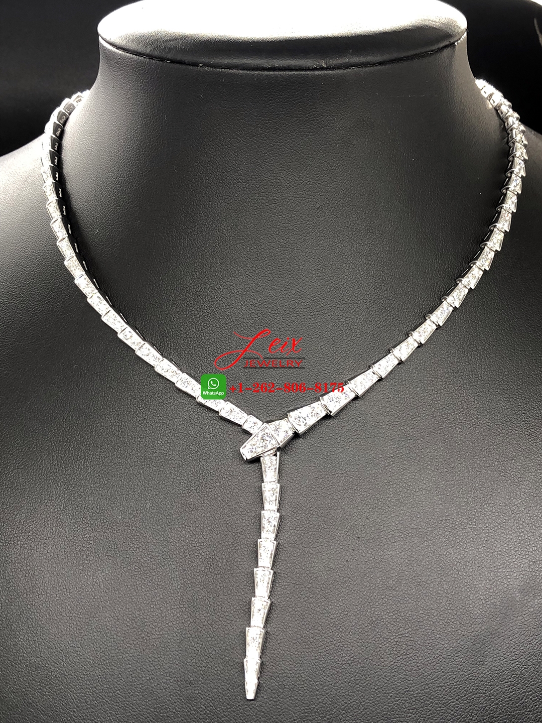 Bvlgari Serpenti Vipver 18k White Gold Full Pave Diamond 8.21ct Snake Necklace Bvlgari Serpenti Vipver 18k White Gold Full Pave Diamond 8.21ct Snake Necklace