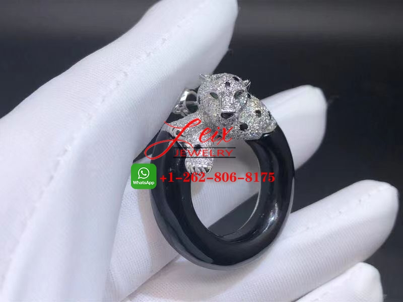 Cartier 18K White Gold Onyx & Diamond Panthere de Cartier Earrings (2) Cartier 18K White Gold Onyx & Diamond Panthere de Cartier Earrings