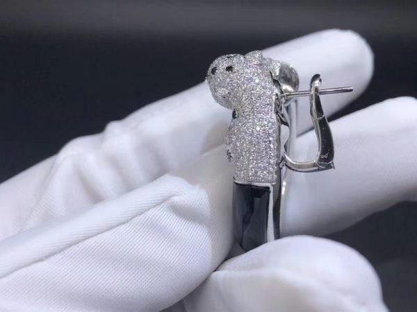 Cartier 18K White Gold Onyx & Diamond Panthere de Cartier Earrings