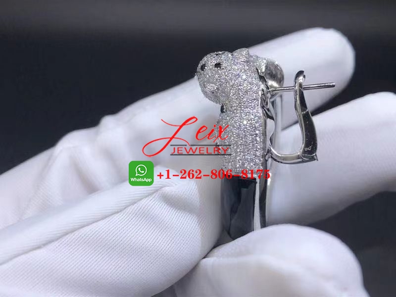 Cartier 18K White Gold Onyx & Diamond Panthere de Cartier Earrings (3) Cartier 18K White Gold Onyx & Diamond Panthere de Cartier Earrings
