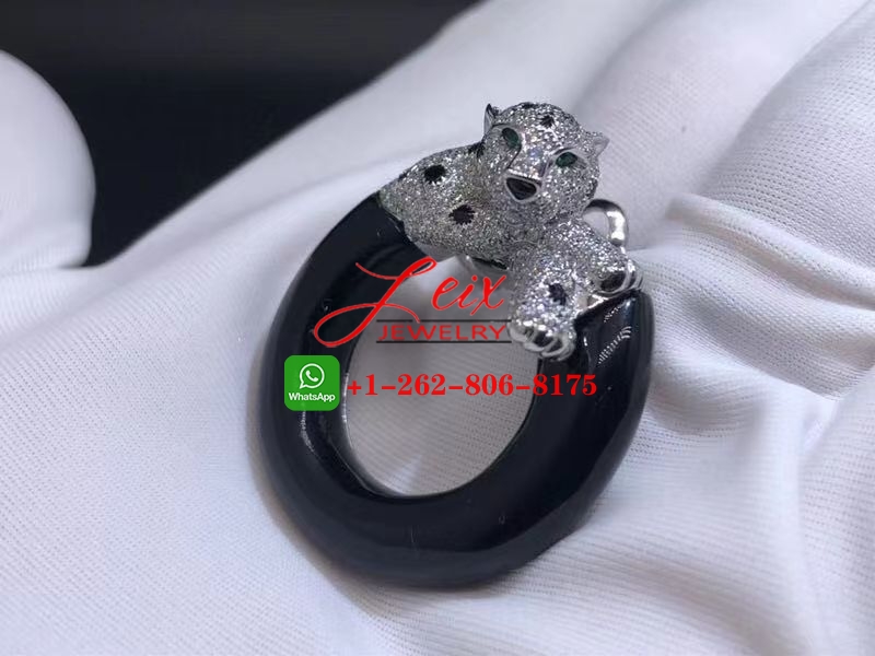 Cartier 18K White Gold Onyx & Diamond Panthere de Cartier Earrings (4) Cartier 18K White Gold Onyx & Diamond Panthere de Cartier Earrings