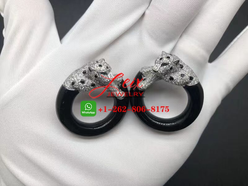 Cartier 18K White Gold Onyx & Diamond Panthere de Cartier Earrings Cartier 18K White Gold Onyx & Diamond Panthere de Cartier Earrings