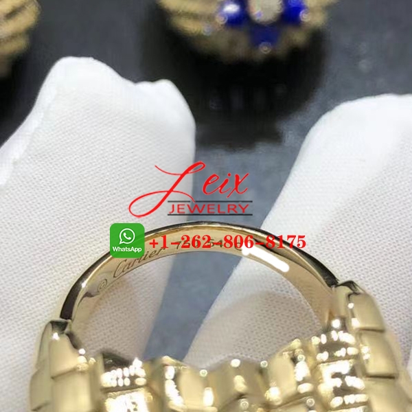 Cartier 18K Yellow Gold Cactus De Cartier Diamond Lapis Lazuli Ring (1) Cartier 18K Yellow Gold Cactus De Cartier Diamond Lapis Lazuli Ring