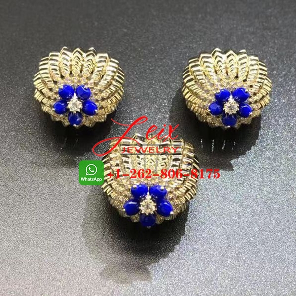 Cartier 18K Yellow Gold Cactus De Cartier Diamond Lapis Lazuli Ring (3) Cartier 18K Yellow Gold Cactus De Cartier Diamond Lapis Lazuli Ring