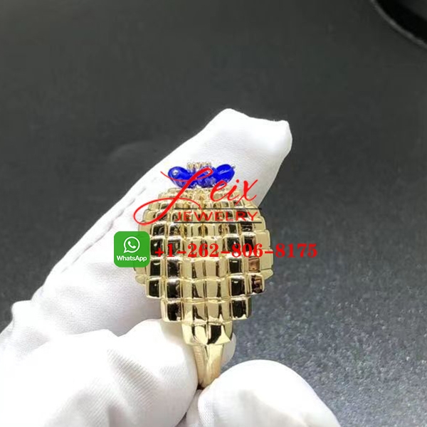 Cartier 18K Yellow Gold Cactus De Cartier Diamond Lapis Lazuli Ring (4) Cartier 18K Yellow Gold Cactus De Cartier Diamond Lapis Lazuli Ring