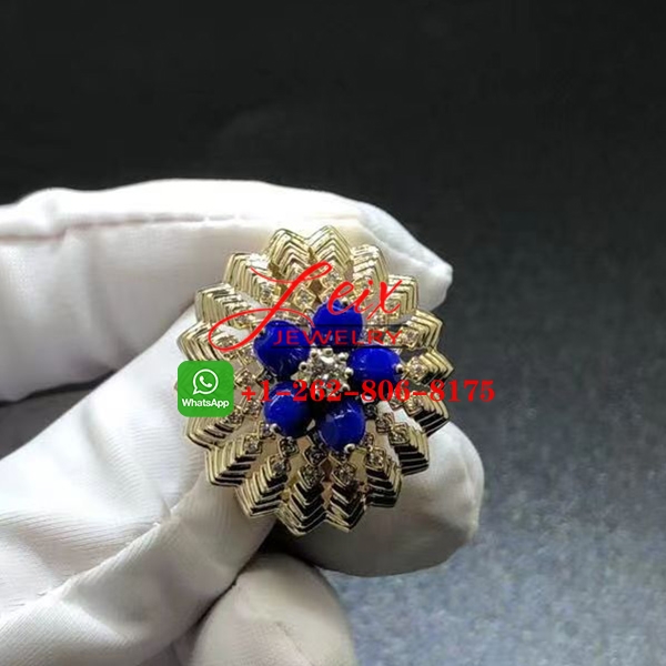 Cartier 18K Yellow Gold Cactus De Cartier Diamond Lapis Lazuli Ring (5) Cartier 18K Yellow Gold Cactus De Cartier Diamond Lapis Lazuli Ring