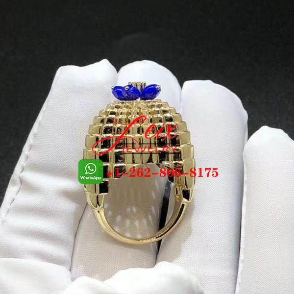 Cartier 18K Yellow Gold Cactus De Cartier Diamond Lapis Lazuli Ring Cartier 18K Yellow Gold Cactus De Cartier Diamond Lapis Lazuli Ring
