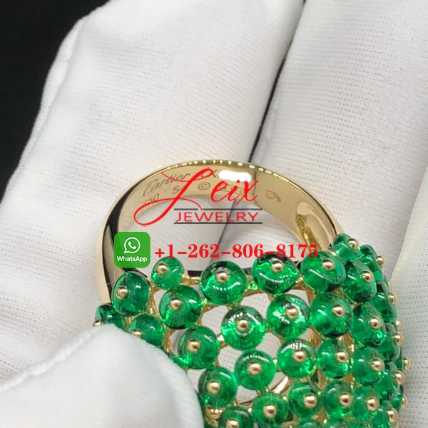 Cartier 18K Yellow Gold Emeralds & Carnelians Cactus de Cartier Ring (2) Cartier 18K Yellow Gold Emeralds & Carnelians Cactus de Cartier Ring