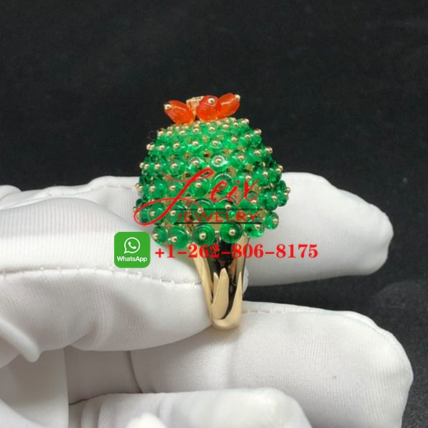 Cartier 18K Yellow Gold Emeralds & Carnelians Cactus de Cartier Ring (3) Cartier 18K Yellow Gold Emeralds & Carnelians Cactus de Cartier Ring