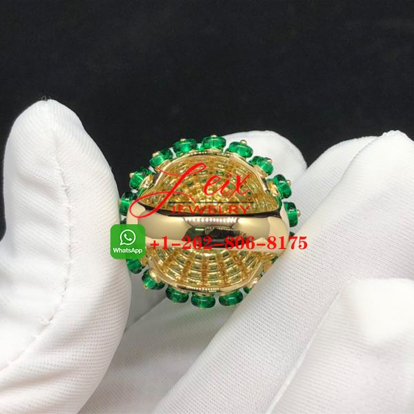 Cartier 18K Yellow Gold Emeralds & Carnelians Cactus de Cartier Ring (5) Cartier 18K Yellow Gold Emeralds & Carnelians Cactus de Cartier Ring