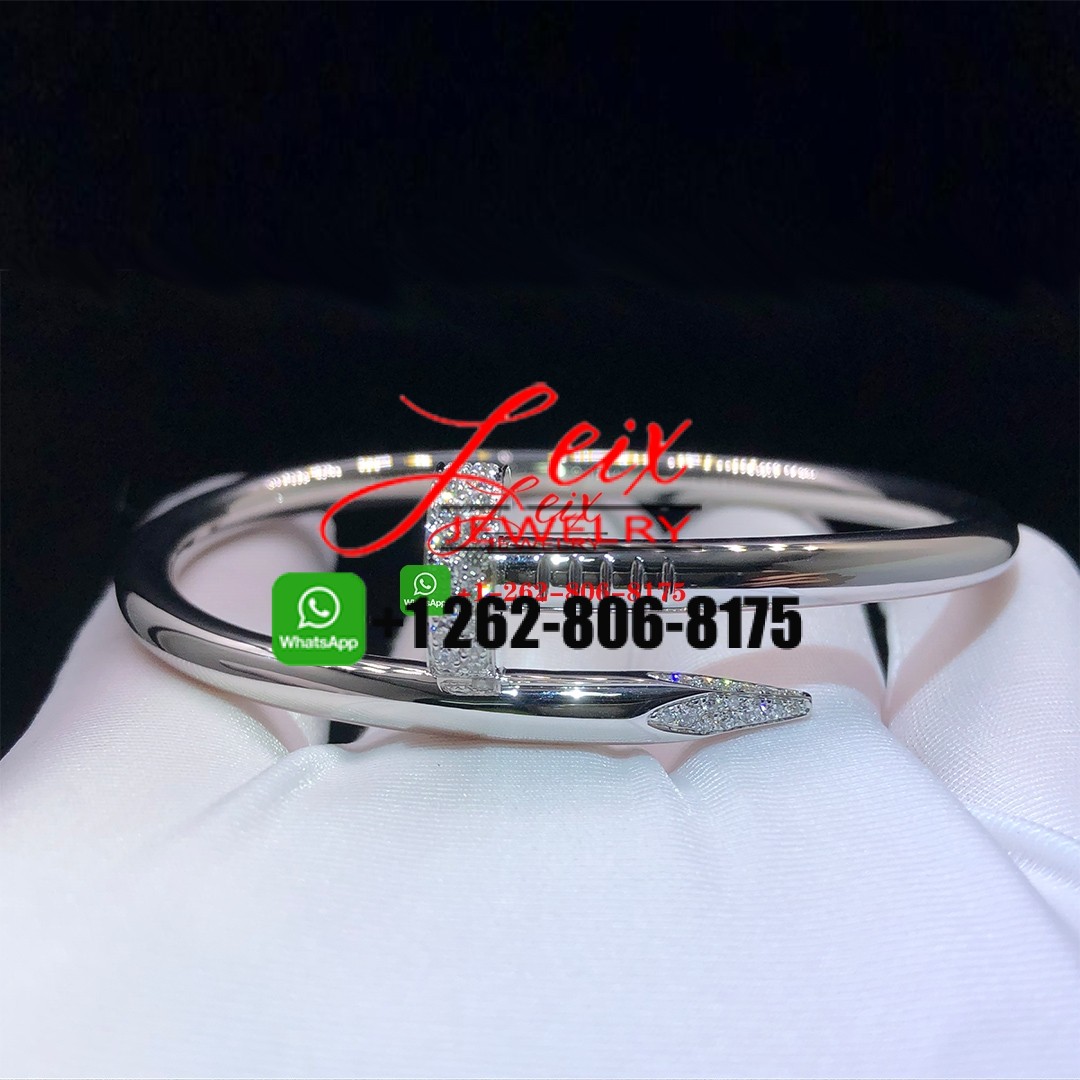 Cartier 18k White Gold Diamond Juste Un Clou Medium Model Nail Bracelet