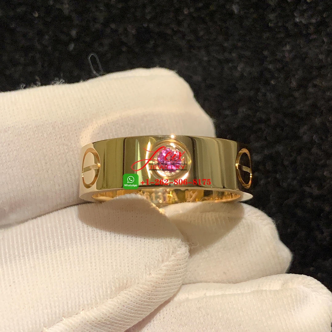 Cartier 18k Yellow Gold 1 Pink Sapphire 5.5mm Band Love Ring Cartier 18k Yellow Gold 1 Pink Sapphire 5.5mm Band Love Ring