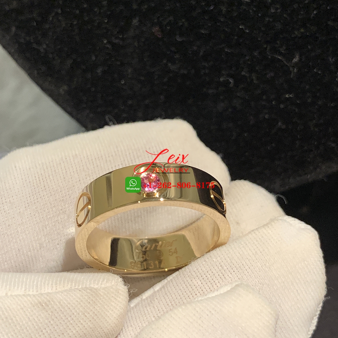 Cartier 18k Yellow Gold & 1 Pink Sapphire 5.5mm Band Love Ring Cartier 18k Yellow Gold 1 Pink Sapphire 5.5mm Band Love Ring