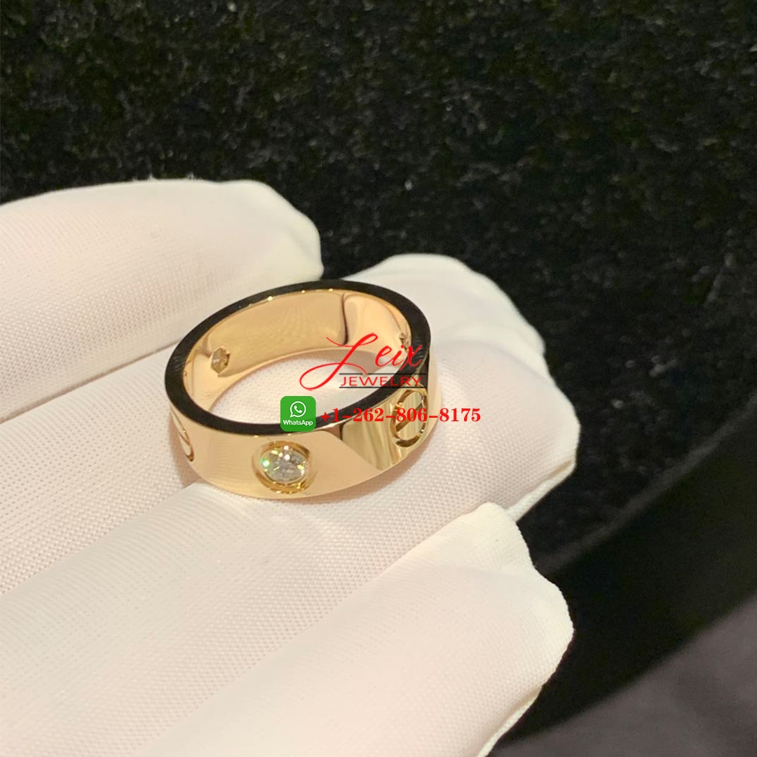 Cartier 18k Yellow Gold 5.5MM Band 3 Diamond LOVE Ring (1) Cartier 18k Yellow Gold 5.5MM Band 3 Diamond LOVE Ring