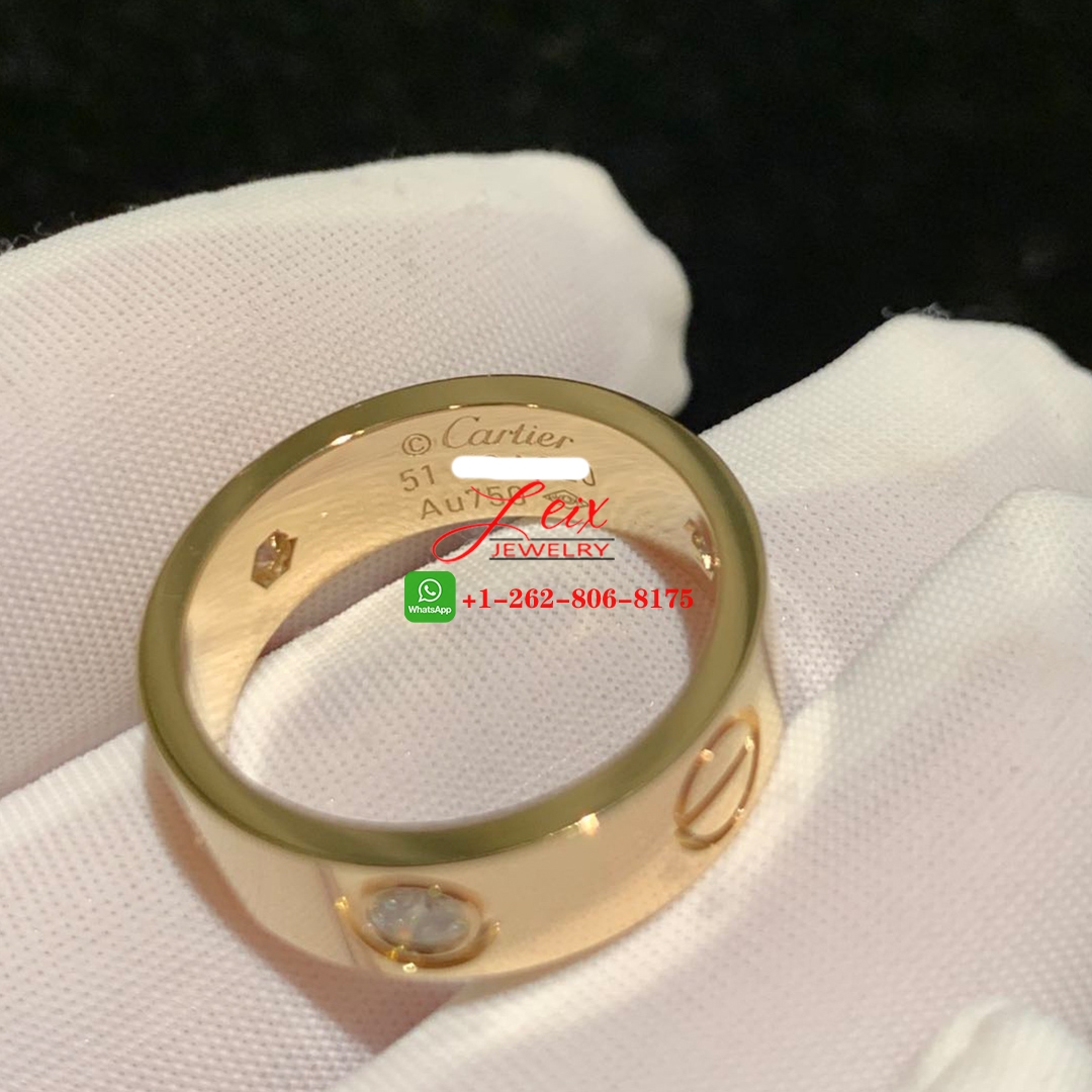 Cartier 18k Yellow Gold 5.5MM Band 3 Diamond LOVE Ring (2) Cartier 18k Yellow Gold 5.5MM Band 3 Diamond LOVE Ring