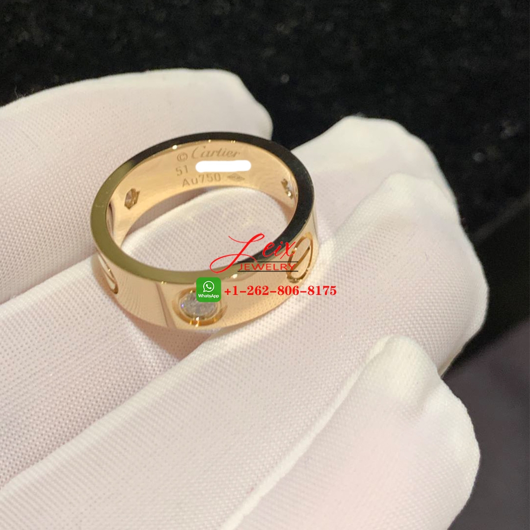 Cartier 18k Yellow Gold 5.5MM Band 3 Diamond LOVE Ring (3) Cartier 18k Yellow Gold 5.5MM Band 3 Diamond LOVE Ring