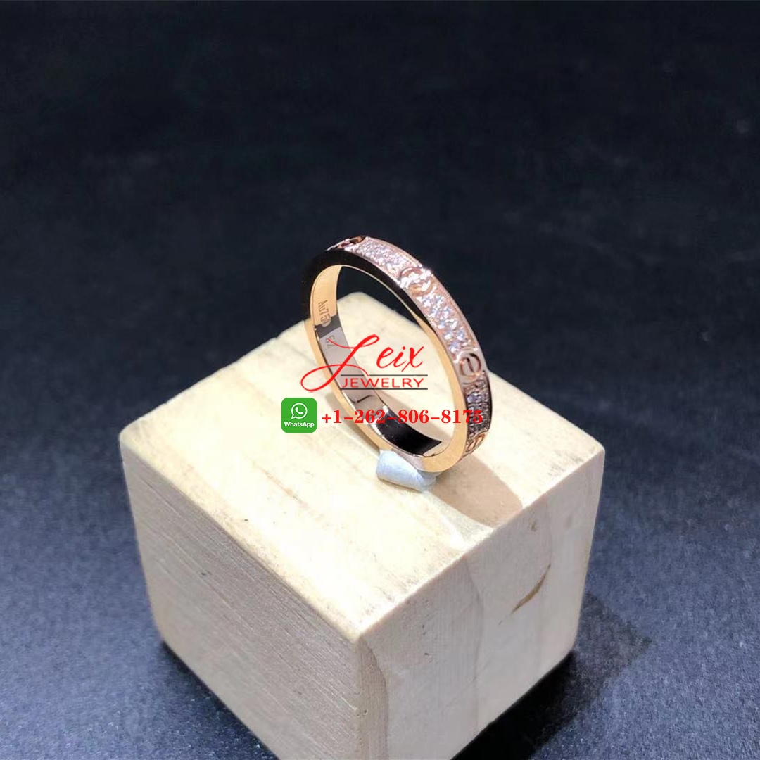Cartier LOVE 18k Rose Gold Pave Diamond 2.6MM Band Small Model Ring (4) Cartier LOVE 18k Rose Gold Pave Diamond 2.6MM Band Small Model Ring