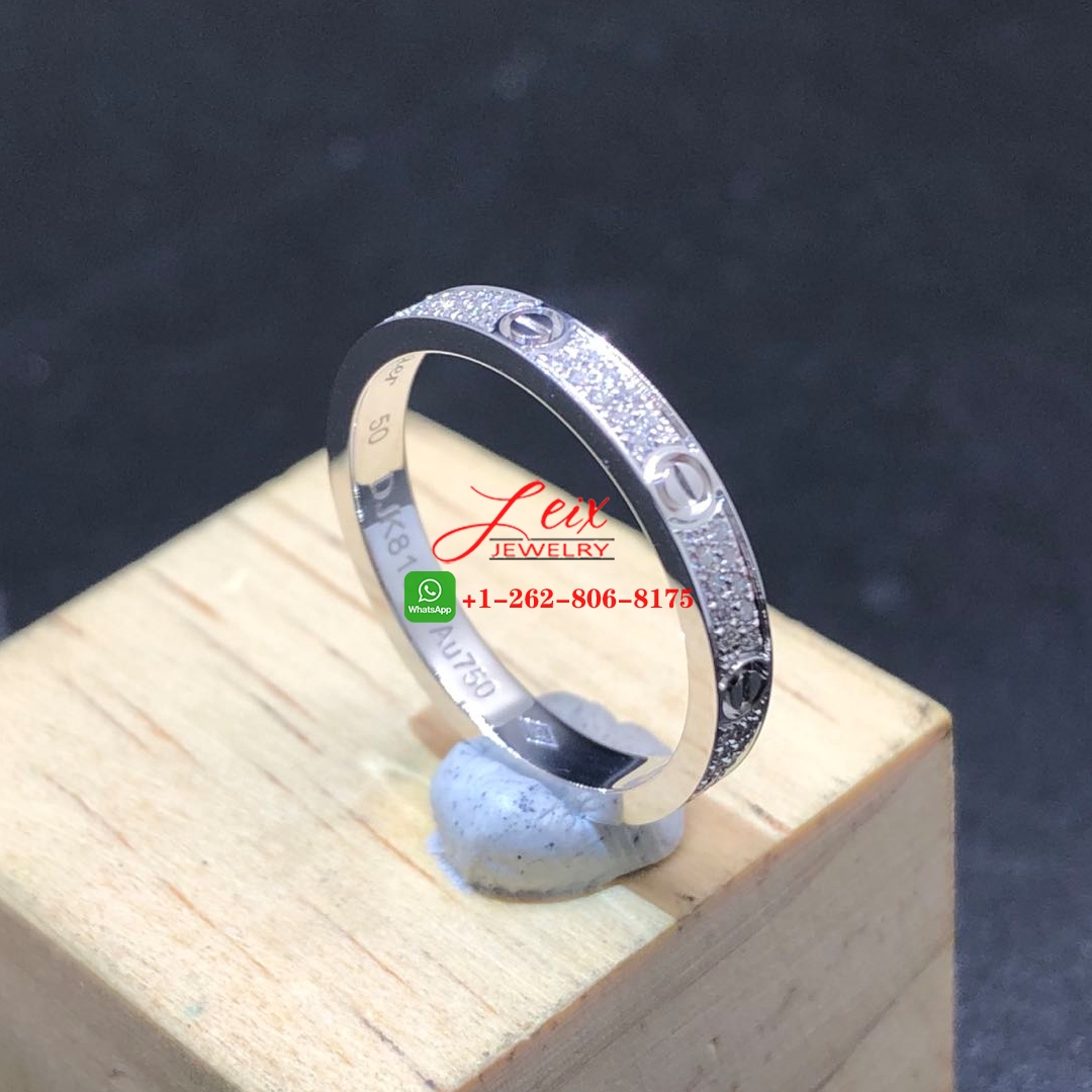 Cartier LOVE 18k White Gold Diamond-paved 2.6MM Band Small Model Ring (1) Cartier LOVE 18k White Gold Diamond-paved 2.6MM Band Small Model Ring