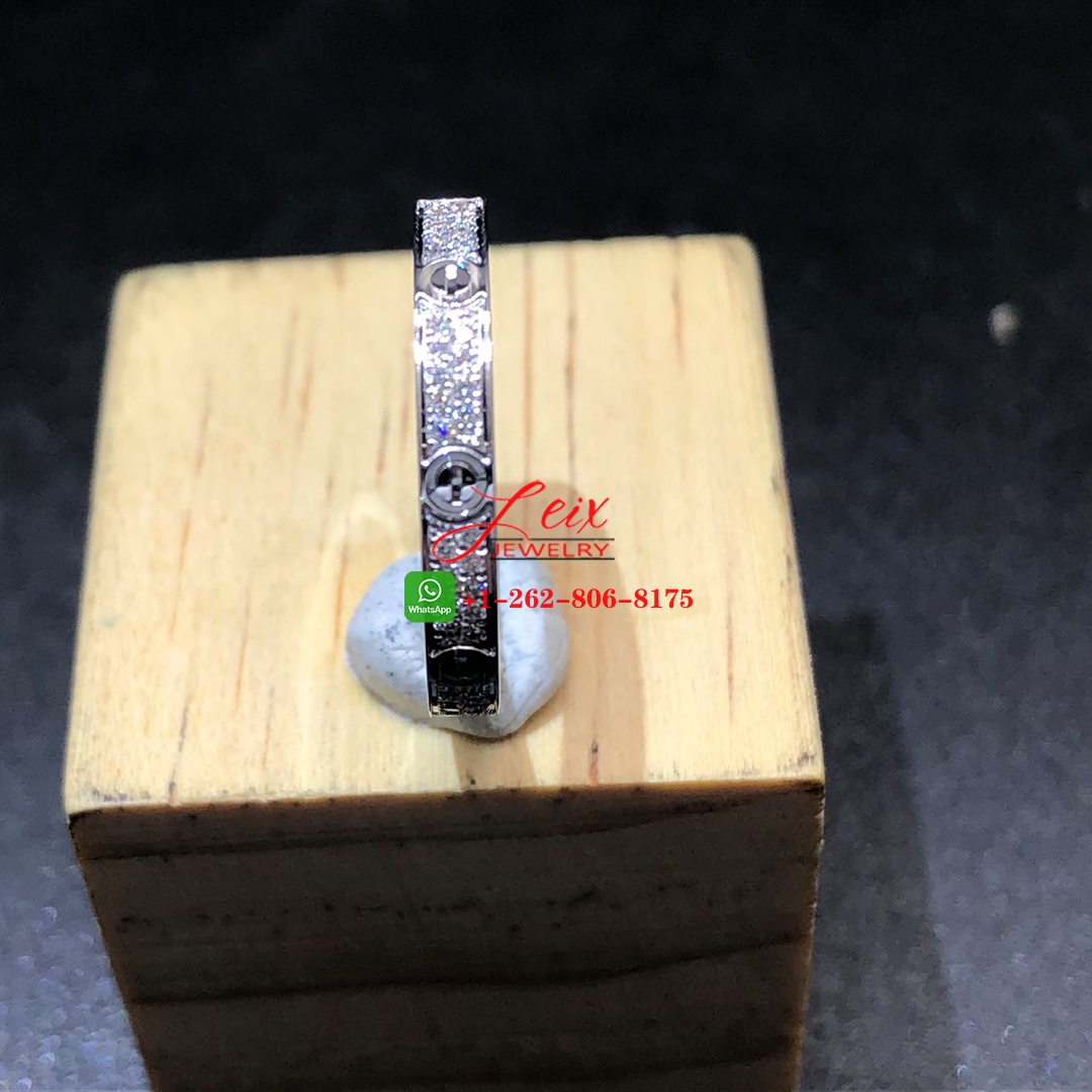 Cartier LOVE 18k White Gold Diamond-paved 2.6MM Band Small Model Ring (3) Cartier LOVE 18k White Gold Diamond-paved 2.6MM Band Small Model Ring