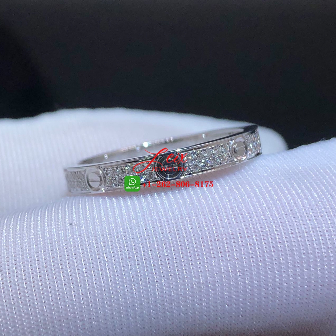 Cartier LOVE 18k White Gold Diamond-paved 2.6MM Band Small Model Ring Cartier LOVE 18k White Gold Diamond-paved 2.6MM Band Small Model Ring