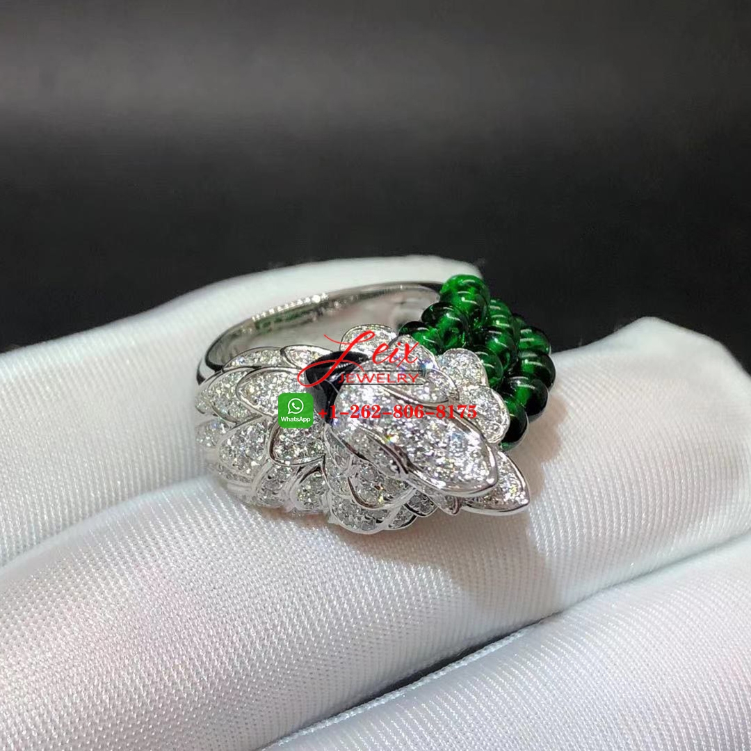 Cartier Les Oiseaux Libérés 18k White Gold Emearls and Diamonds Parrot Ring (1) Cartier Les Oiseaux Libérés 18k White Gold Emearls and Diamonds Parrot Ring