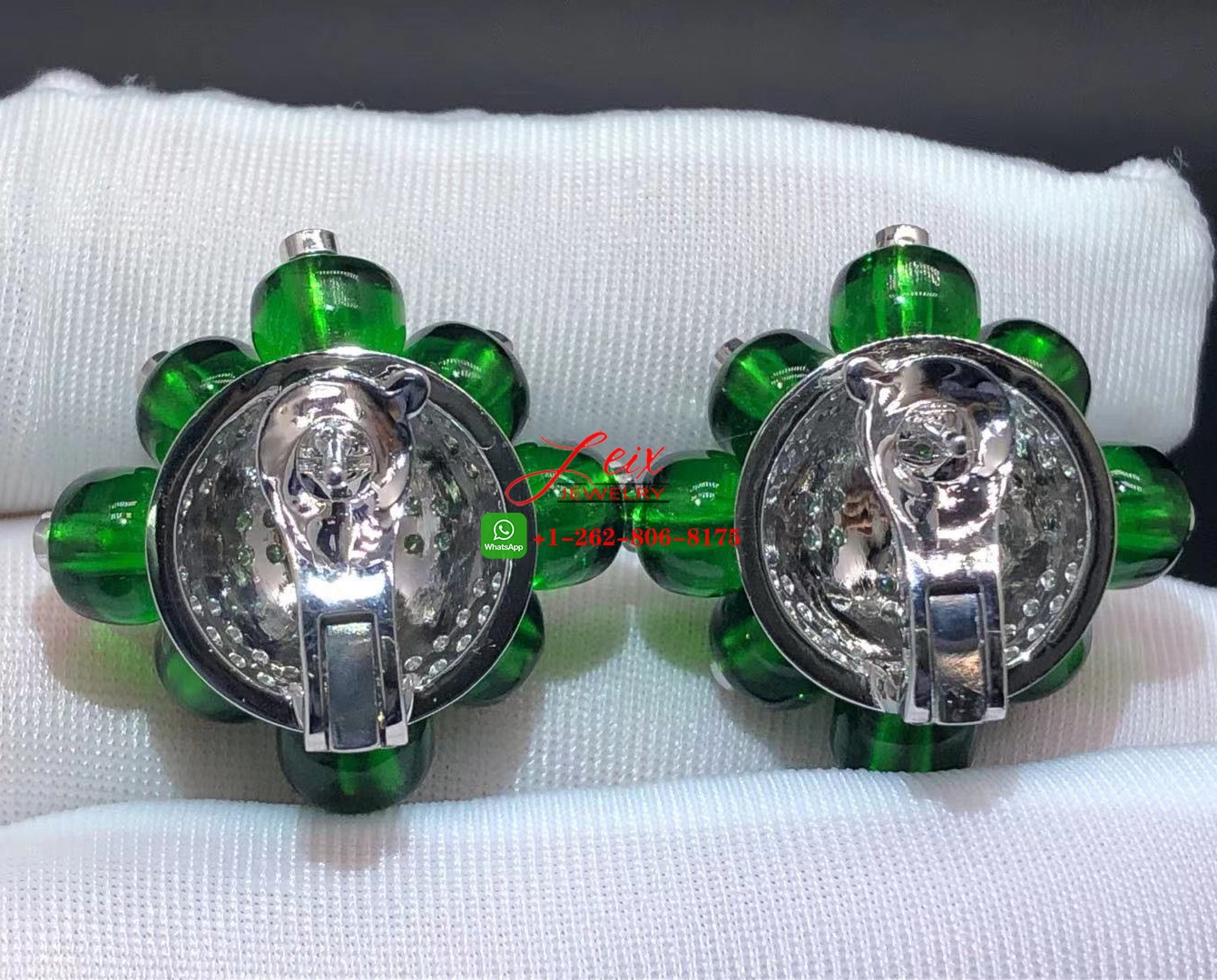 Cartier Platinum Emeralds Beads, Ruby Beads & Diamond High Jewelry Earrings (2) Cartier Platinum Emeralds Beads, Ruby Beads & Diamond High Jewelry Earrings
