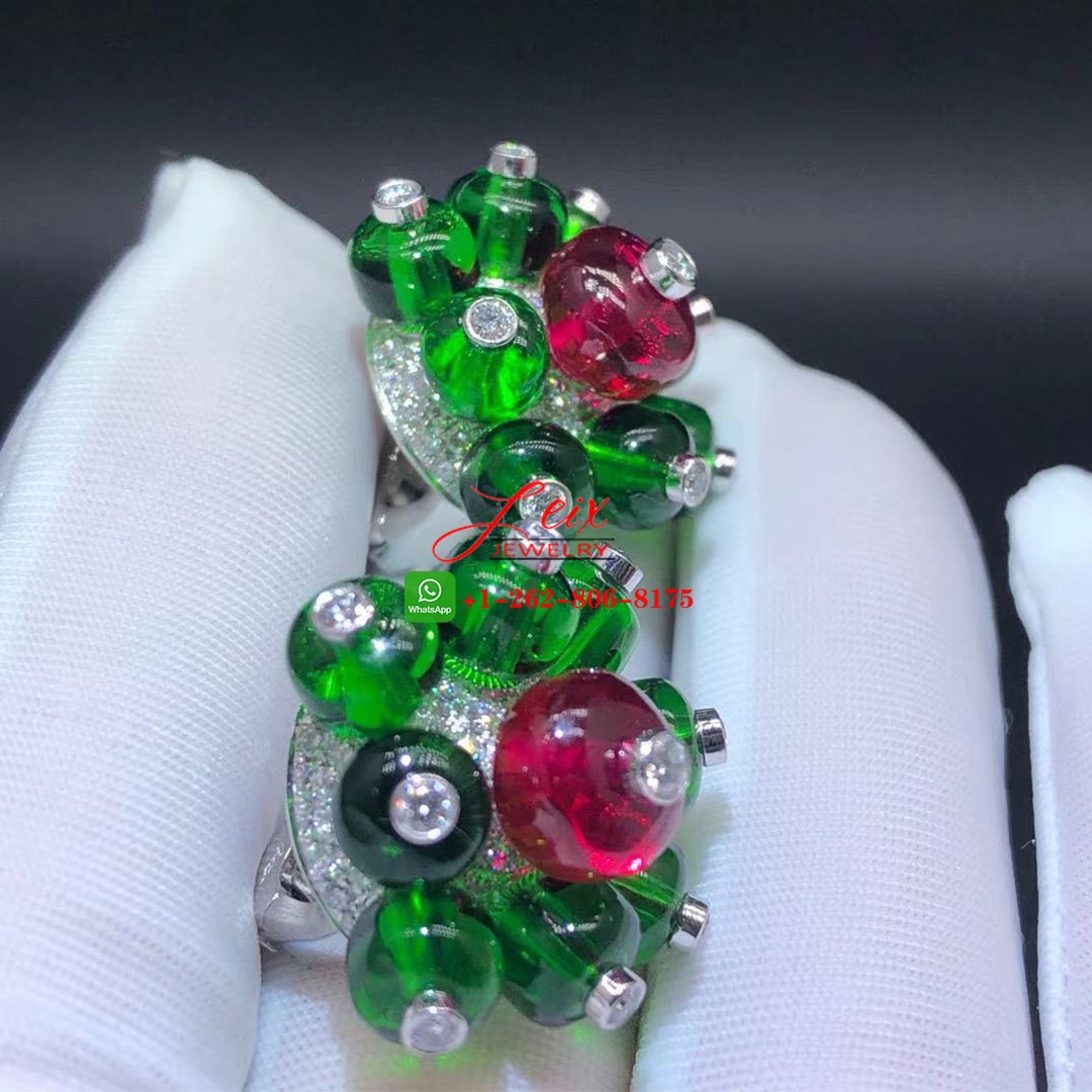 Cartier Platinum Emeralds Beads, Ruby Beads & Diamond High Jewelry Earrings (4) Cartier Platinum Emeralds Beads, Ruby Beads & Diamond High Jewelry Earrings