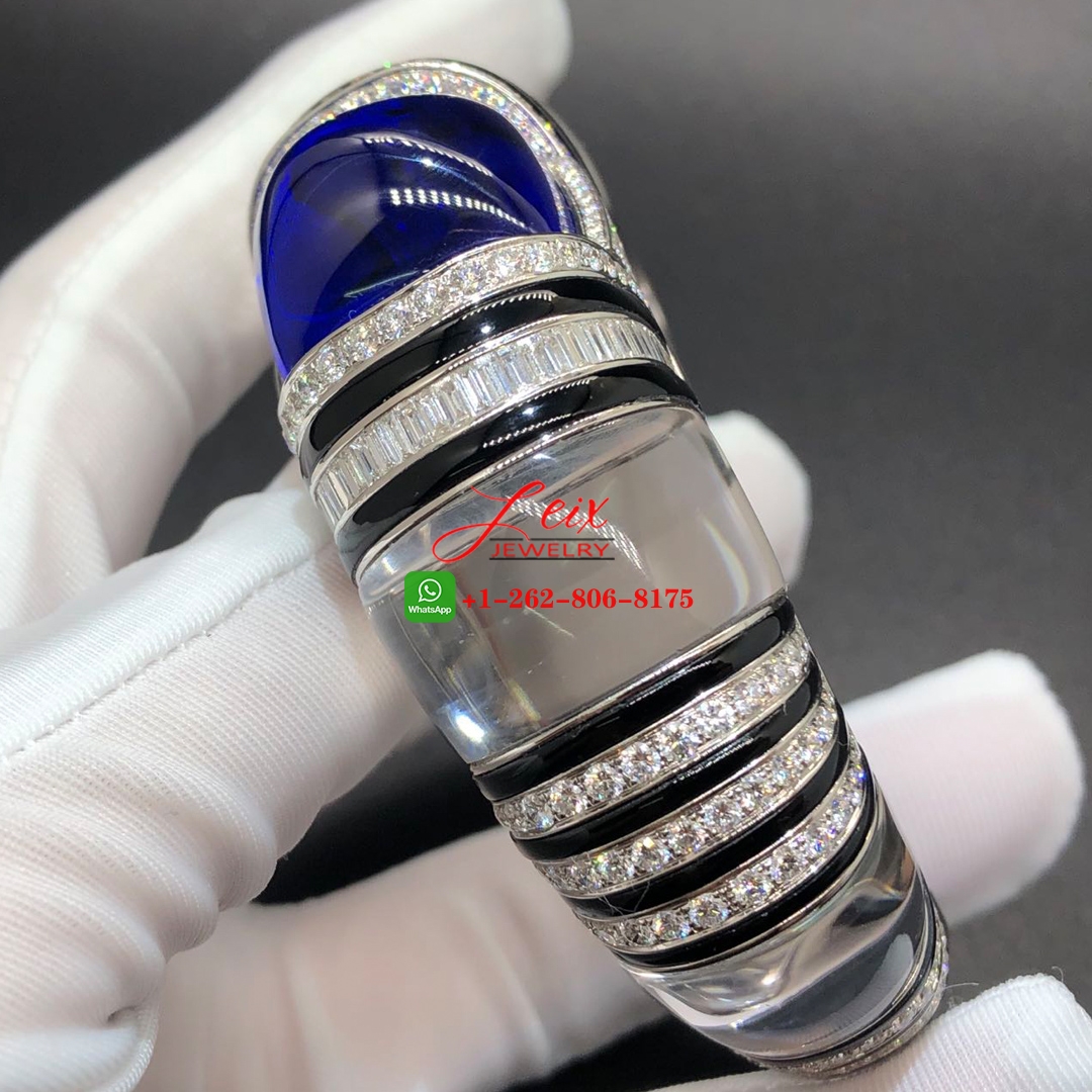 Cartier Royal High Jewelry 18K White Gold Tanzanite, Rock Crystal and Onyx Bracelet (1) Cartier Royal High Jewelry 18K White Gold Tanzanite, Rock Crystal and Onyx Bracelet