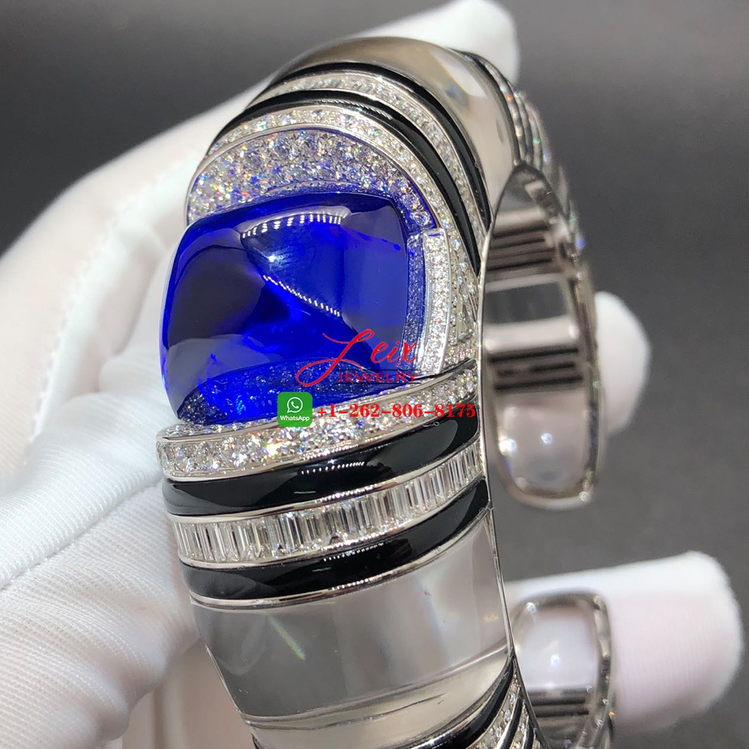 Cartier Royal High Jewelry 18K White Gold Tanzanite, Rock Crystal and Onyx Bracelet (2) Cartier Royal High Jewelry 18K White Gold Tanzanite, Rock Crystal and Onyx Bracelet