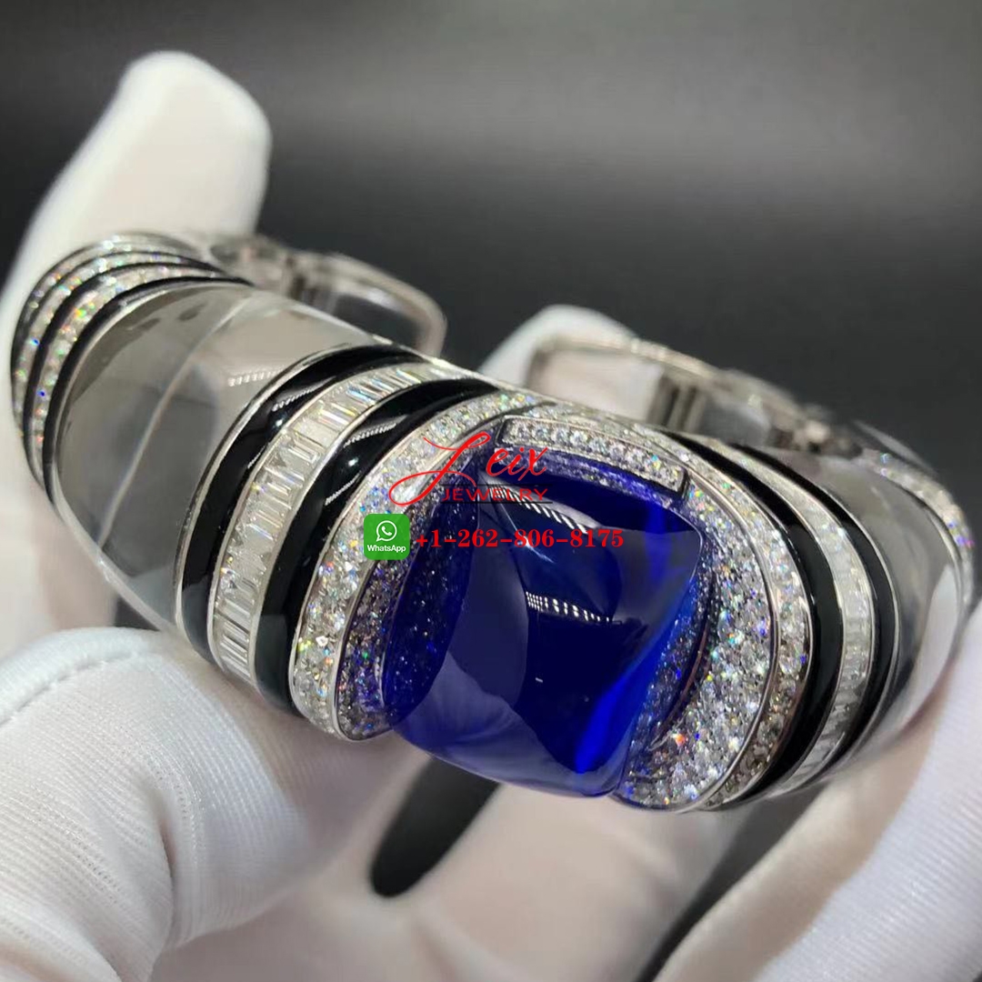 Cartier Royal High Jewelry 18K White Gold Tanzanite, Rock Crystal and Onyx Bracelet Cartier Royal High Jewelry 18K White Gold Tanzanite, Rock Crystal and Onyx Bracelet