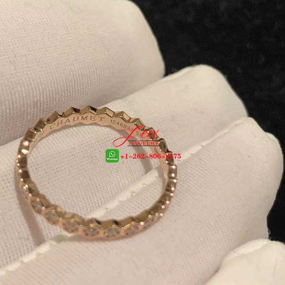Chaumet Bee My Love Pavé Diamond 18K Pink Gold Wedding Ring (1) Chaumet Bee My Love Pavé Diamond 18K Pink Gold Wedding Ring