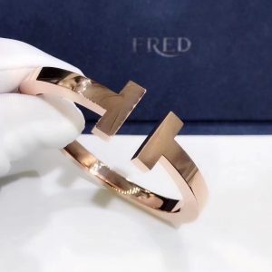 Custom Tiffany T Square Solid 18k Rose Gold Bracelet