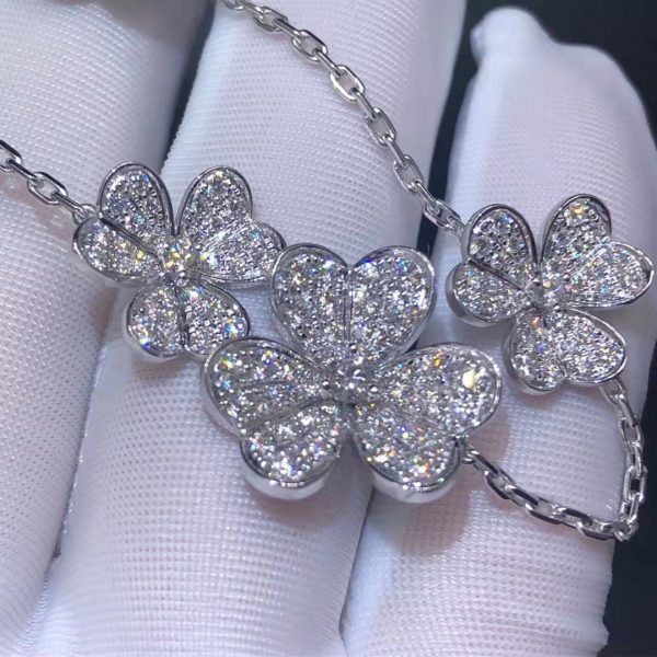 Custom Van Cleef Frivole 5-flowers 18k White Gold Full Pave Diamond Bracelet