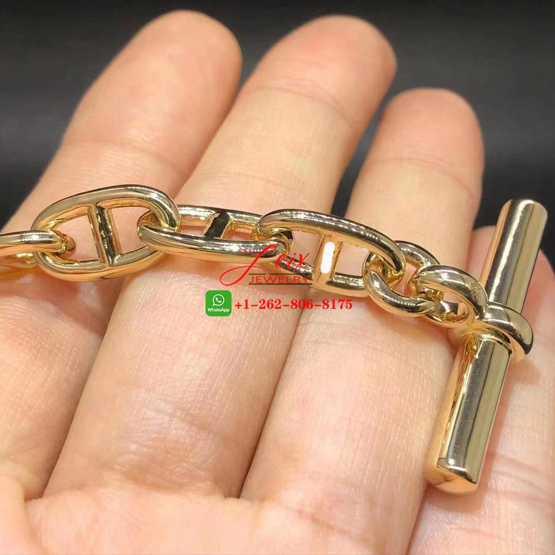 Hermès Chaine d' Ancre Solid 18K Yellow Gold H Link Chain Toggle Bracelet (1) Hermès Chaine d' Ancre Solid 18K Yellow Gold H Link Chain Toggle Bracelet