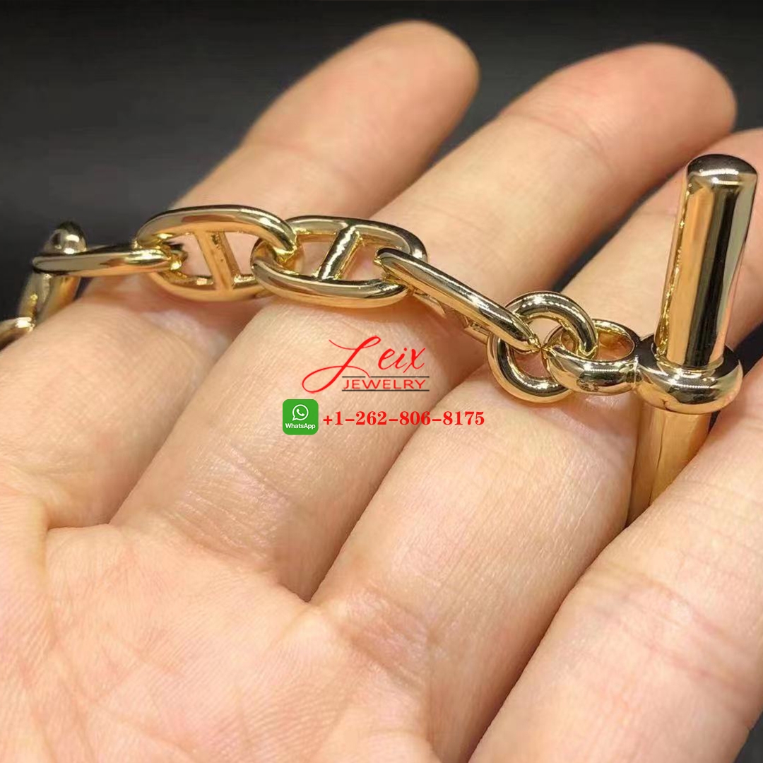 Hermès Chaine d' Ancre Solid 18K Yellow Gold H Link Chain Toggle Bracelet (4) Hermès Chaine d' Ancre Solid 18K Yellow Gold H Link Chain Toggle Bracelet