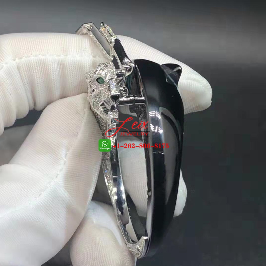 Panthère de Cartier 18K White Gold 6.05Ct Diamonds Black Ceramic Necklace (1) Panthère de Cartier 18K White Gold 6.05Ct Diamonds Black Ceramic Necklace