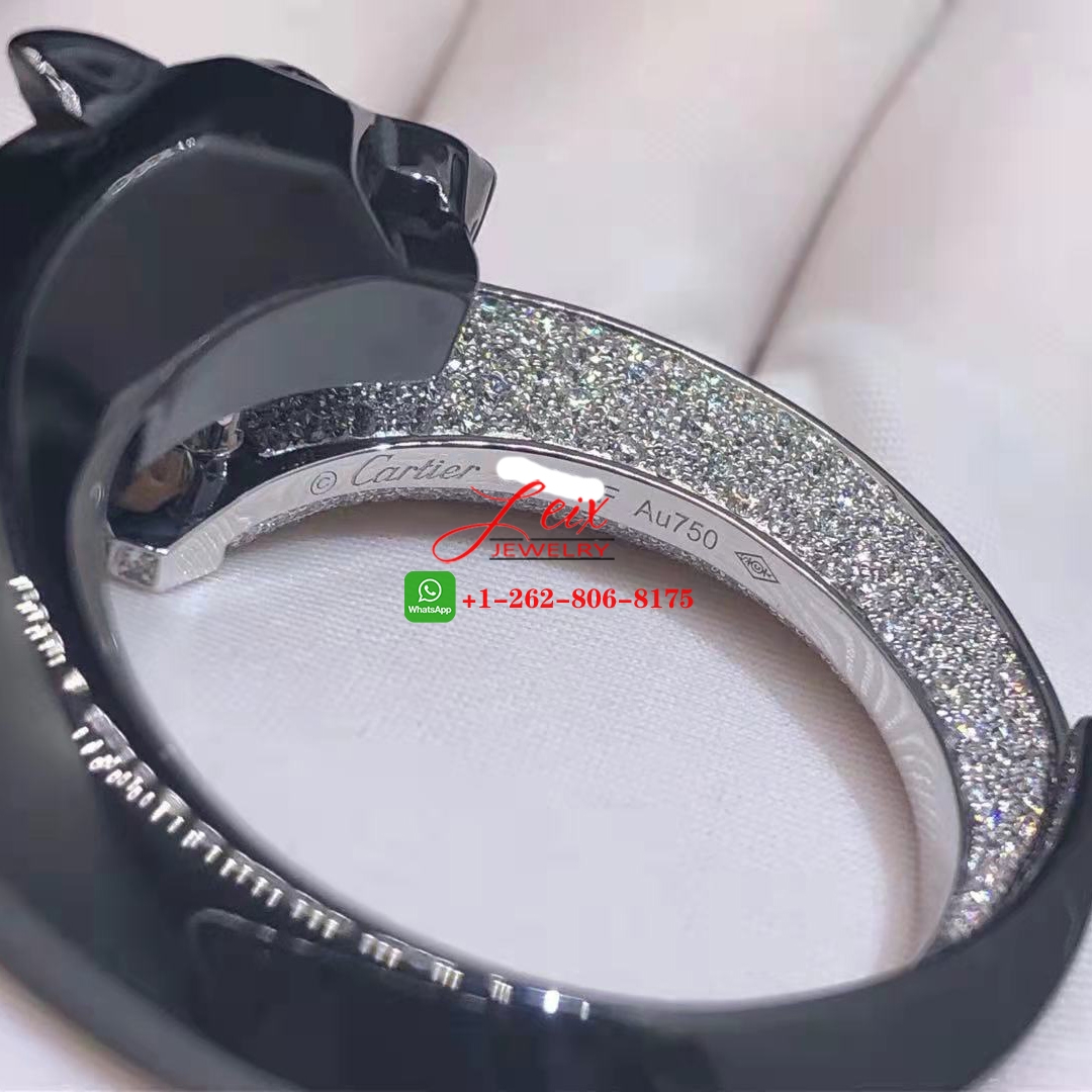 Panthère de Cartier 18K White Gold 6.05Ct Diamonds Black Ceramic Necklace (2) Panthère de Cartier 18K White Gold 6.05Ct Diamonds Black Ceramic Necklace