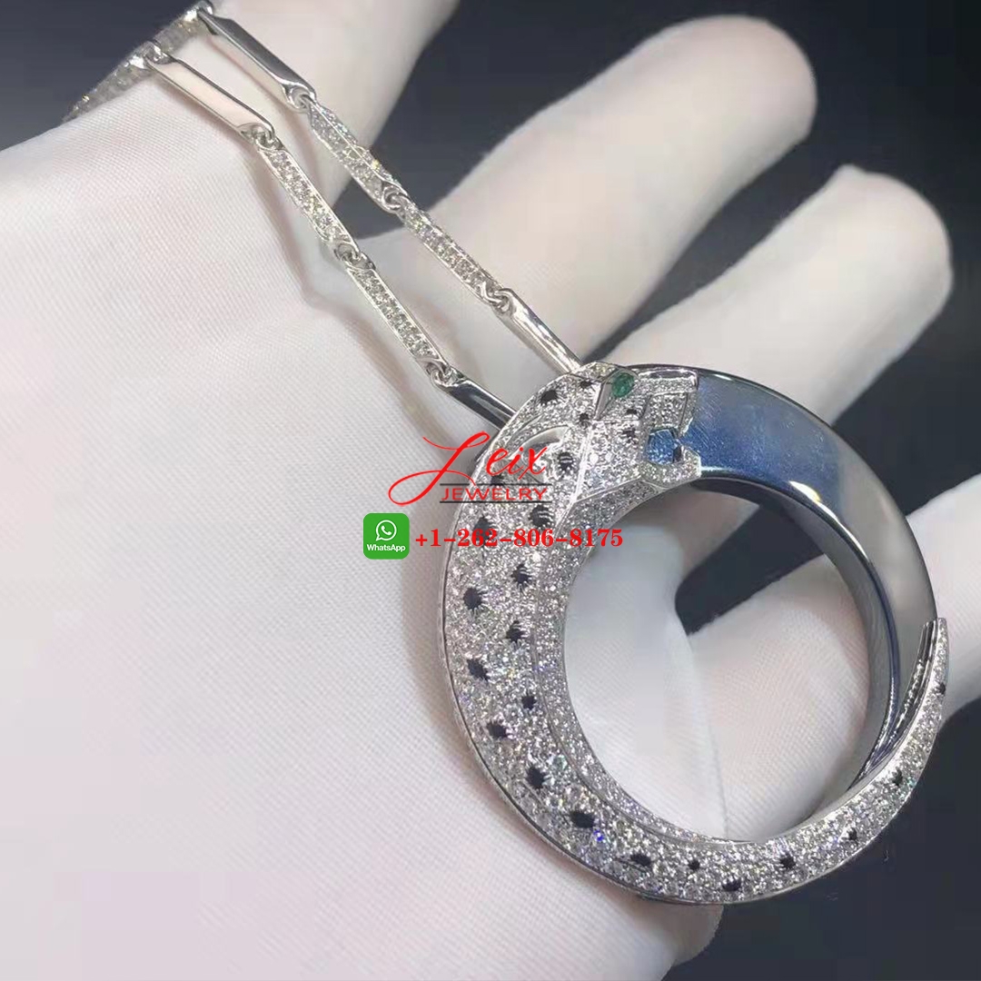 Panthère de Cartier 18K White Gold 6.05Ct Diamonds Black Ceramic Necklace Panthère de Cartier 18K White Gold 6.05Ct Diamonds Black Ceramic Necklace