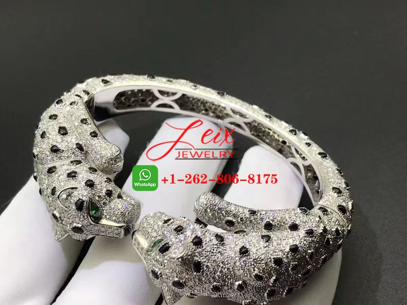 Panthere de Cartier Platinum Double Panthere Head Full Pave Diamond High Jewelry Bracelet (3) Panthere de Cartier Platinum Double Panthere Head Full Pave Diamond High Jewelry Bracelet