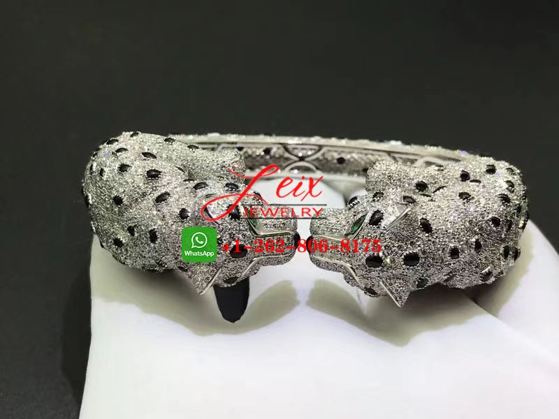 Panthere de Cartier Platinum Double Panthere Head Full Pave Diamond High Jewelry Bracelet (4) Panthere de Cartier Platinum Double Panthere Head Full Pave Diamond High Jewelry Bracelet