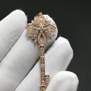 Tiffany 18K Rose Gold Diamond Large Victoria Key Pendant