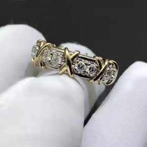 Tiffany 18k Gold & Platinum Jean Schlumberger Sixteen Stone Ring