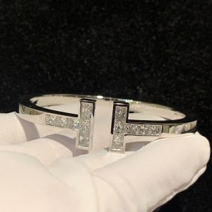 Tiffany 18k White Gold 4.5CT Princess-cut Diamond T Square Bracelet