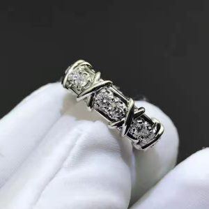 Tiffany & Co. Jean Schlumberger 16-Stone Diamond Platinum X Band Ring