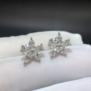 Tiffany & Co. Victoria Mixed Cluster Platinum Large Model Stud Earrings